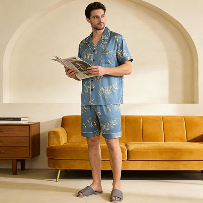 Floral Leaf Button Pajama Set | Revangiol
