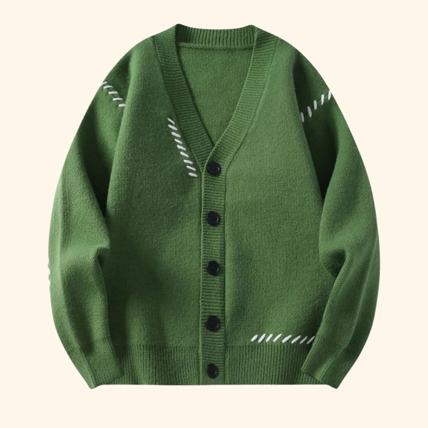 Contrast Stitch Knit Cardigan | Revangiol