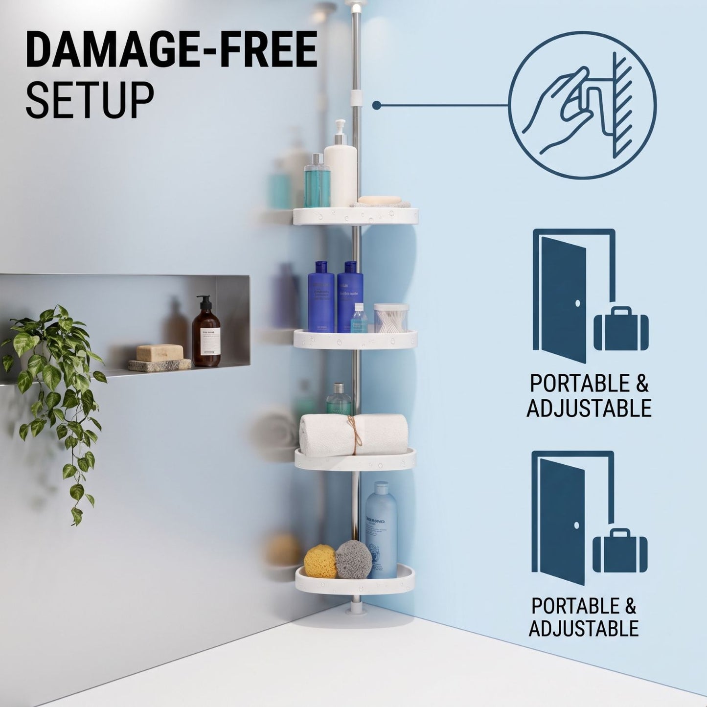 Adjustable Corner Shower Shelf | Revangiol