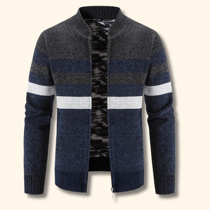 Striped Zip Knit Cardigan | Revangiol