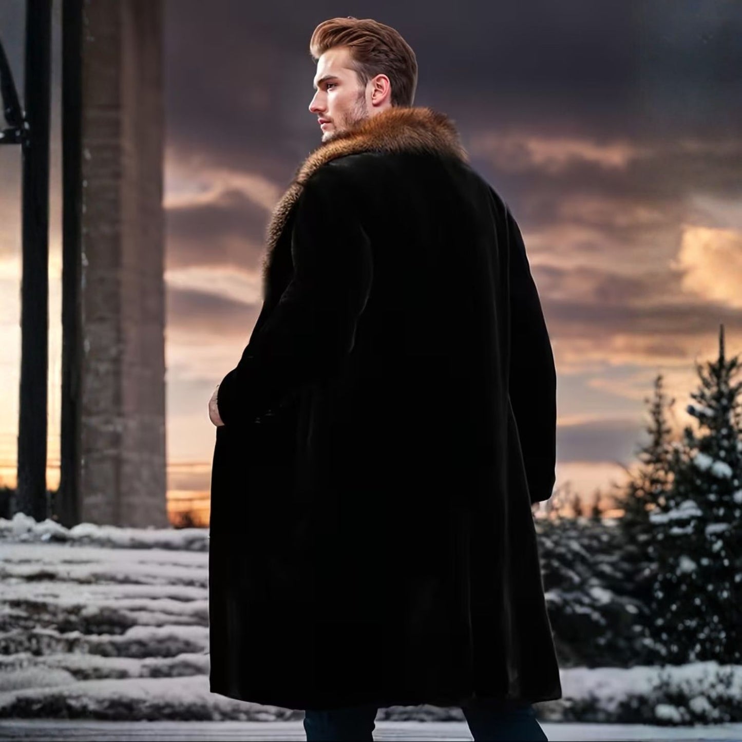 Plush Lapel Fur Coat | Revangiol