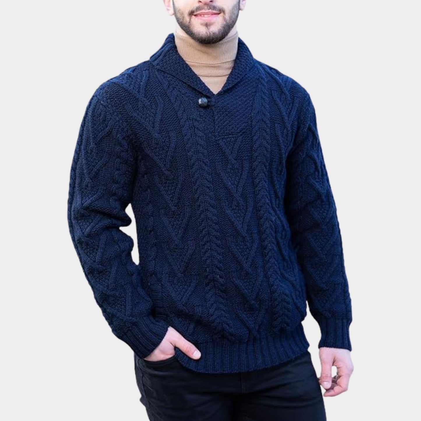 Classic Shawl Collar Knit Sweater | Revangiol