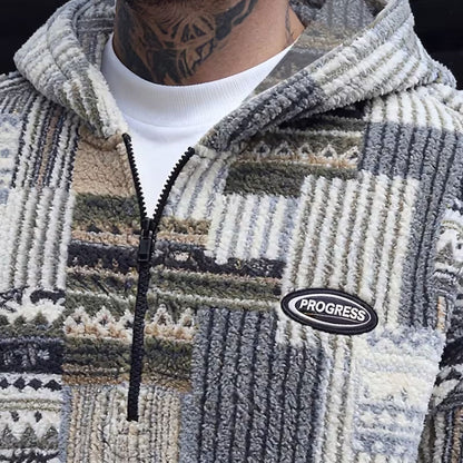 Patchwork Sherpa Half Zip Hoodie | Revangiol