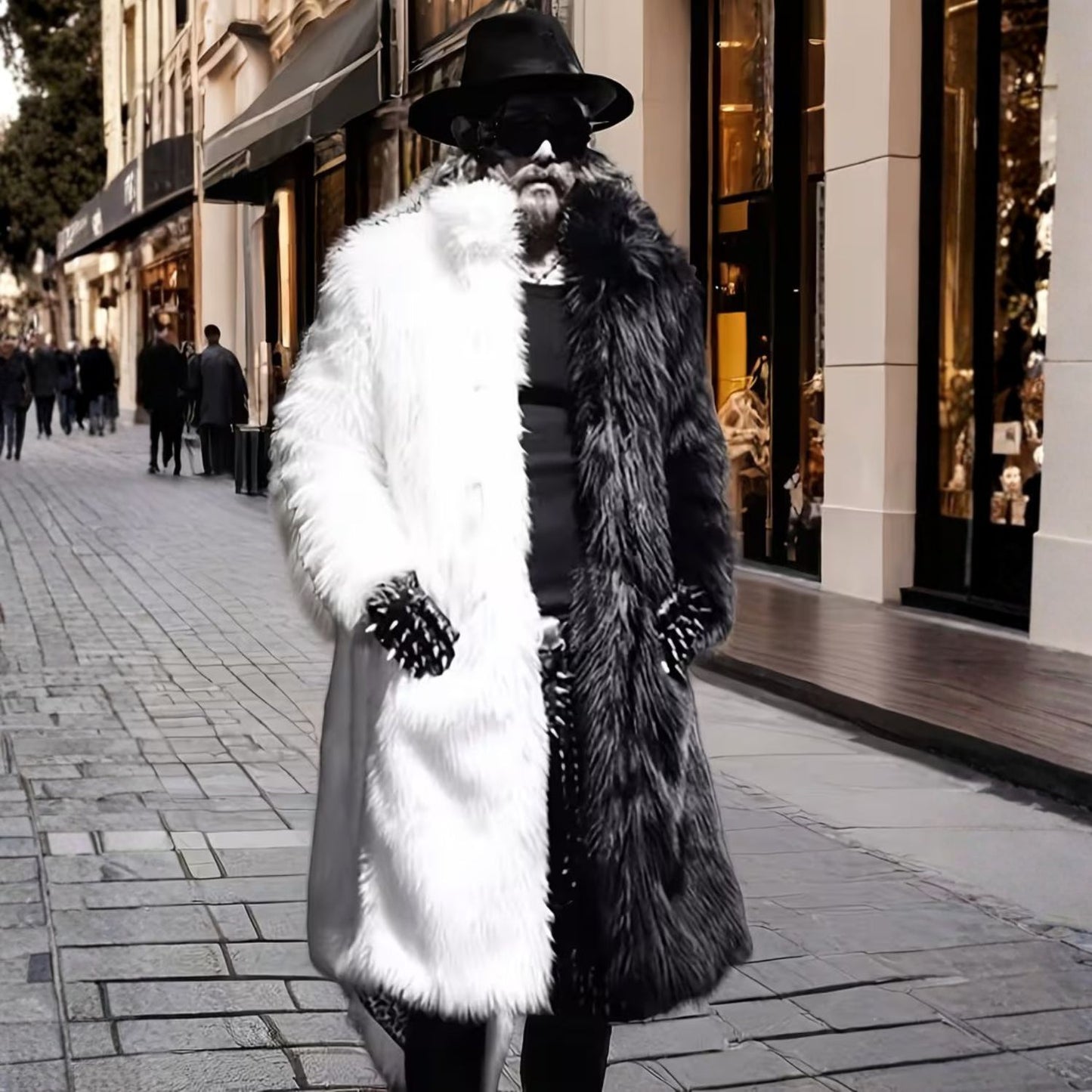 Contrast Panel Plush Fur Coat | Revangiol