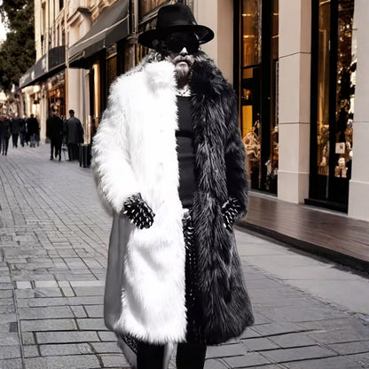 Contrast Panel Plush Fur Coat | Revangiol