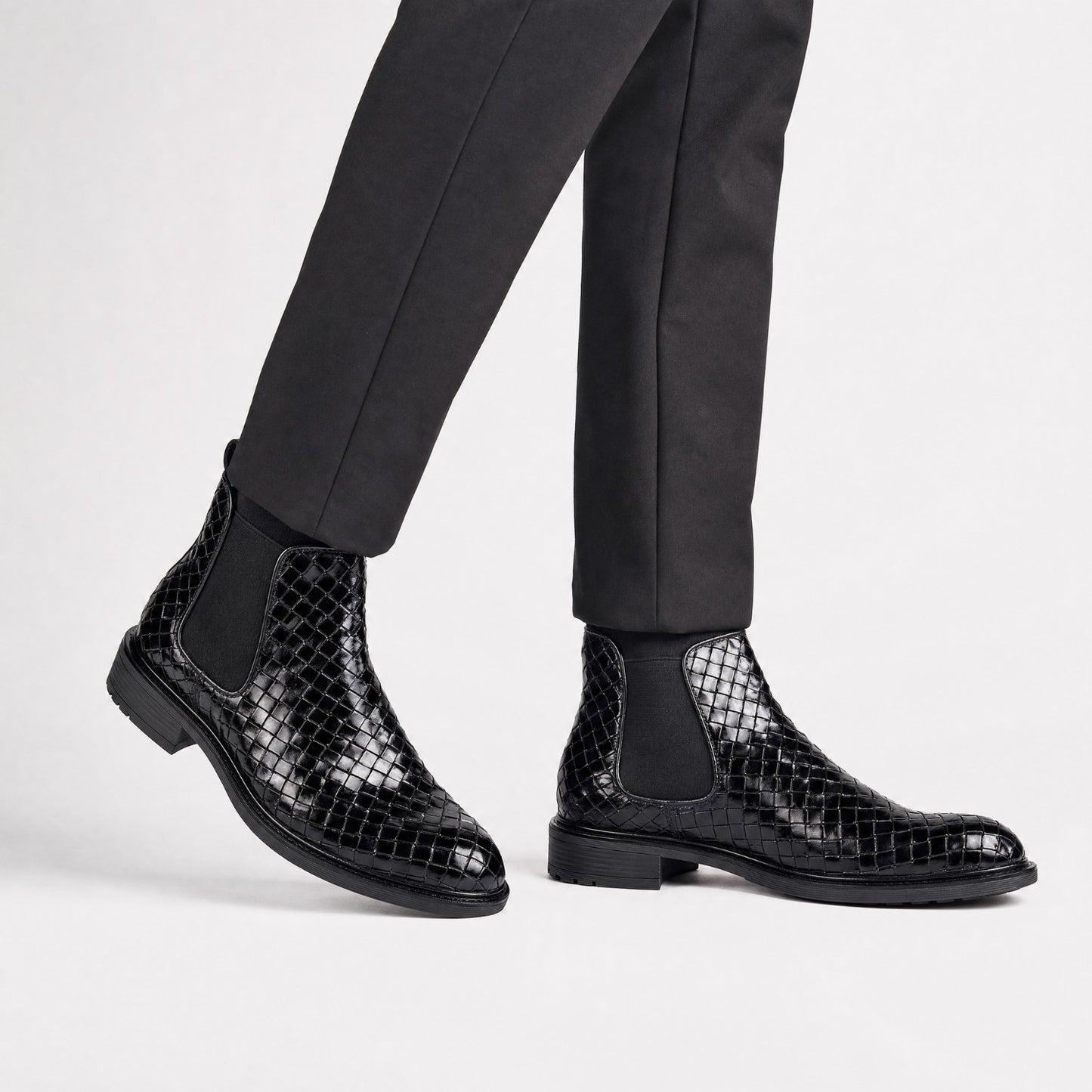Woven Leather Chelsea Boots | Revangiol