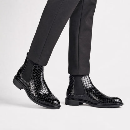 Woven Leather Chelsea Boots | Revangiol