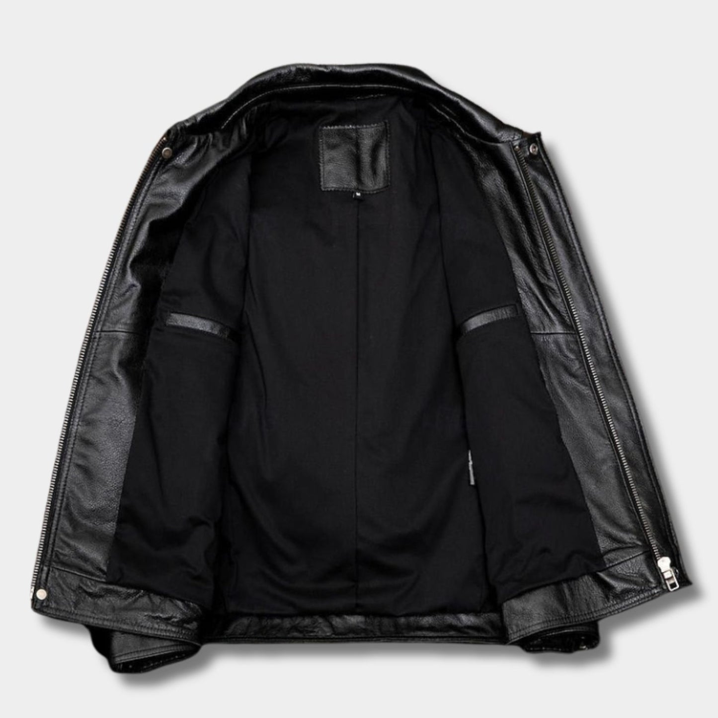 Classic Collared Leather Jacket | Revangiol