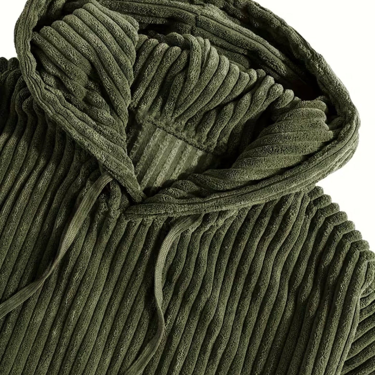 Textured Corduroy Pullover Hoodie | Revangiol