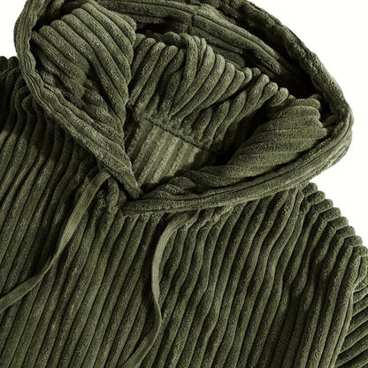 Textured Corduroy Pullover Hoodie | Revangiol