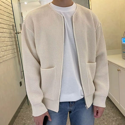 Minimalist Zip Knit Cardigan | Revangiol