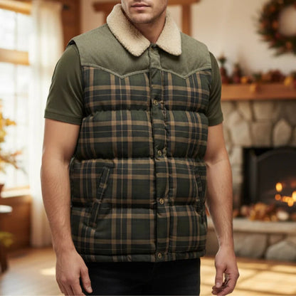 Checked Sherpa Puffer Vest | Revangiol