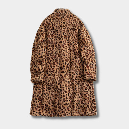 Leopard Pattern Plush Fur Coat | Revangiol