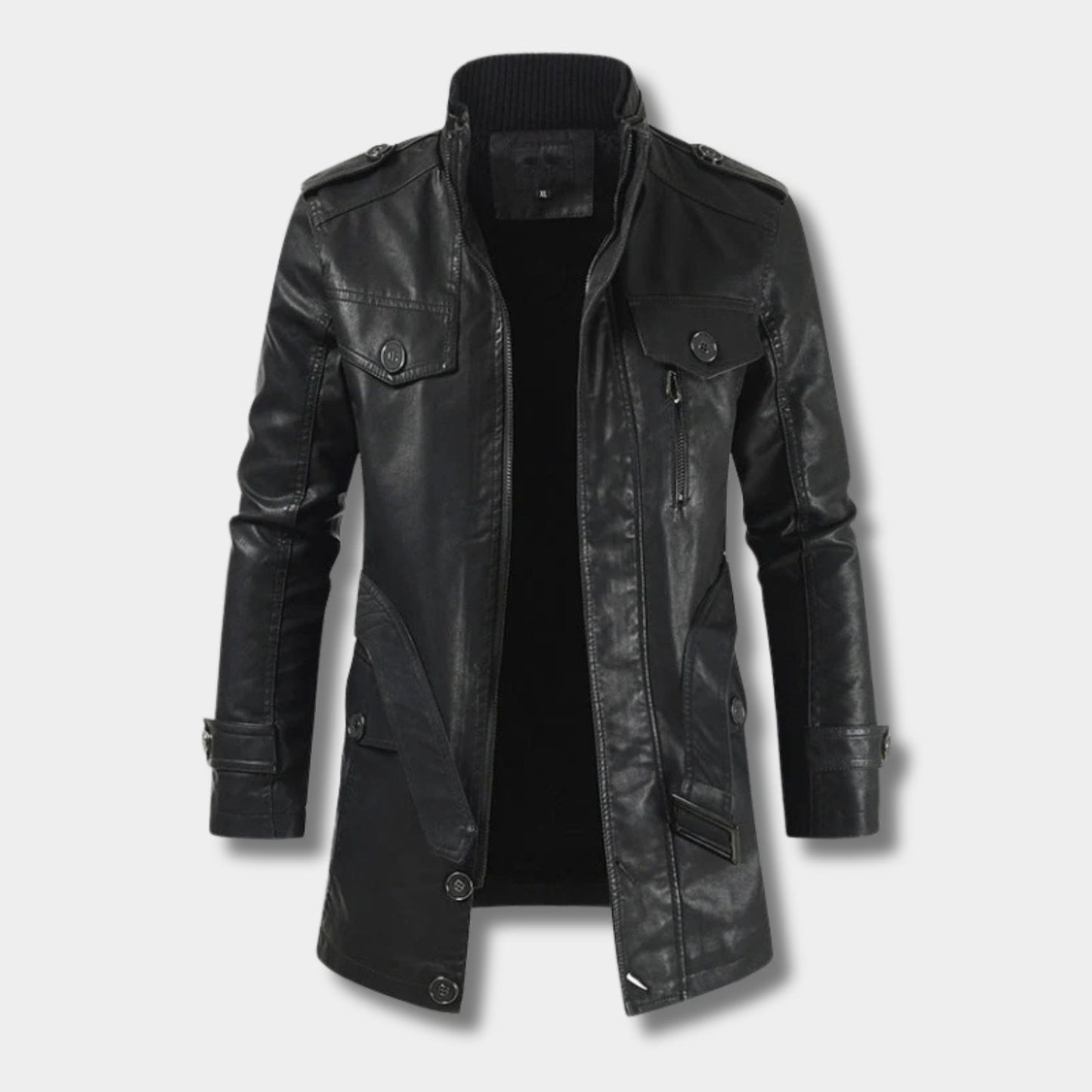 Long Utility Leather Coat | Revangiol