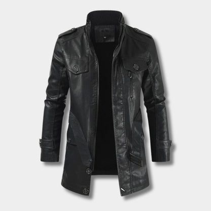Long Utility Leather Coat | Revangiol
