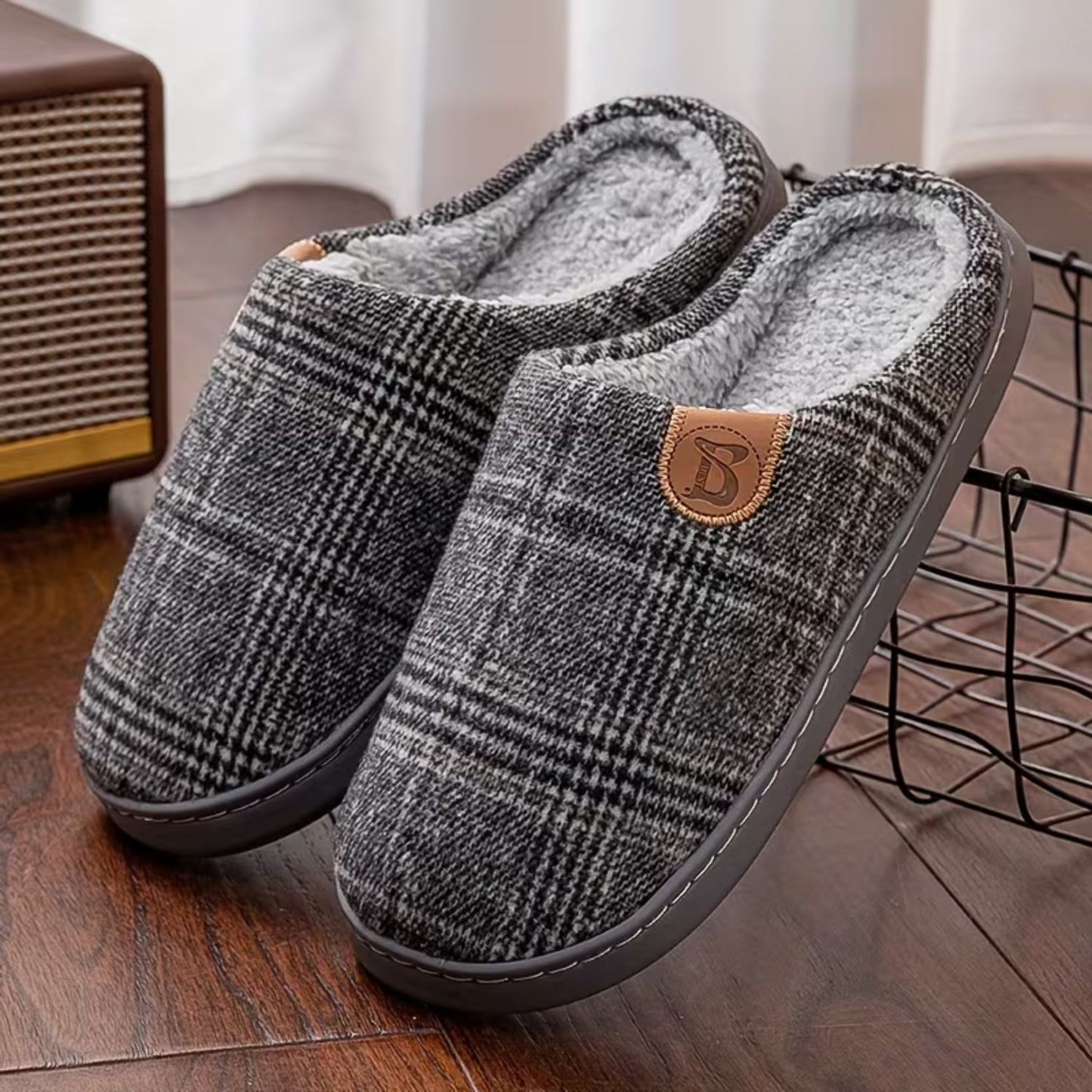 Plush Fleece Tartan Slippers | Revangiol
