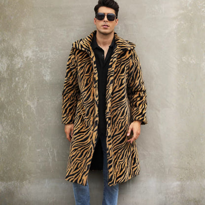 Bold Patterned Plush Fur Coat | Revangiol