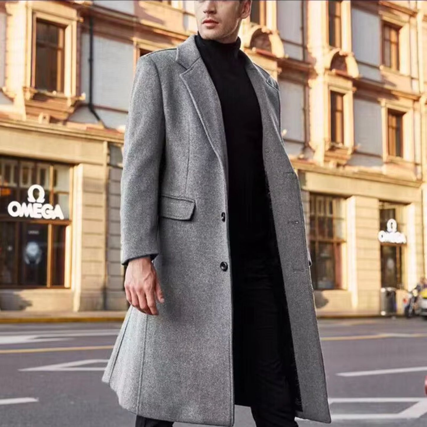 Notched Lapel Wool Over Coat | Revangiol