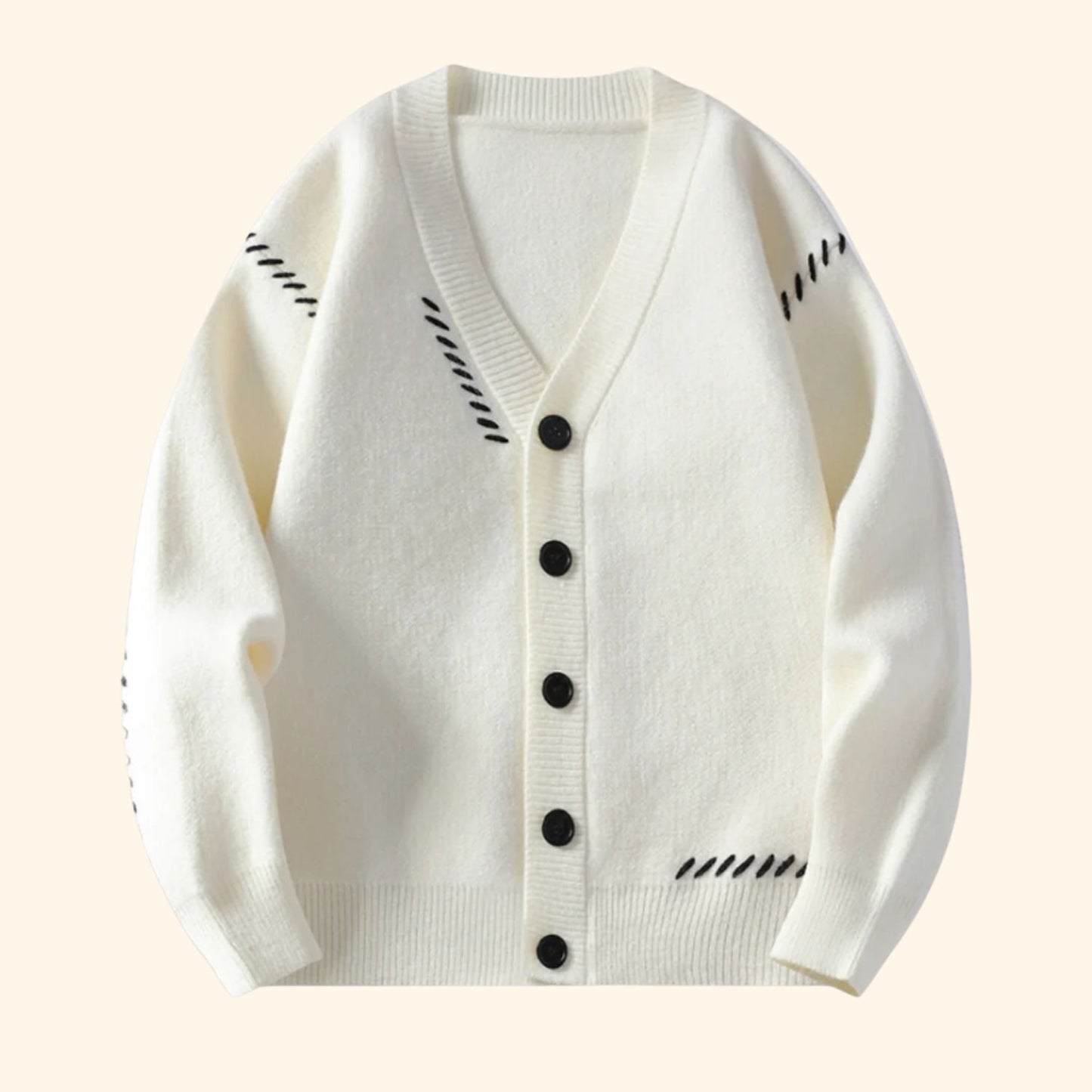 Contrast Stitch Knit Cardigan | Revangiol