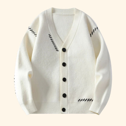 Contrast Stitch Knit Cardigan | Revangiol