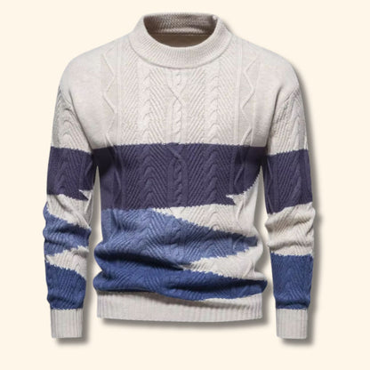 Color Block Cable Knit Sweater | Revangiol
