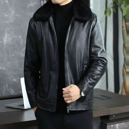 Fur Collar Leather Jacket | Revangiol