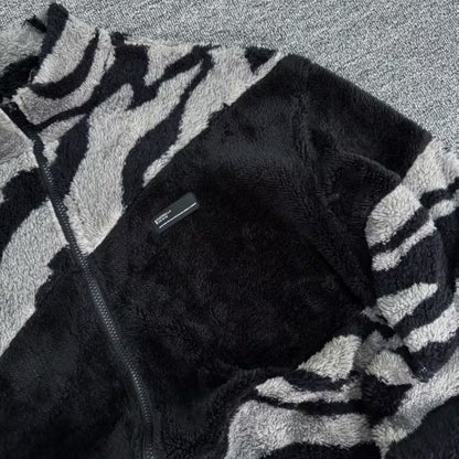 Zebra Print Faux Fur Jacket | Revangiol