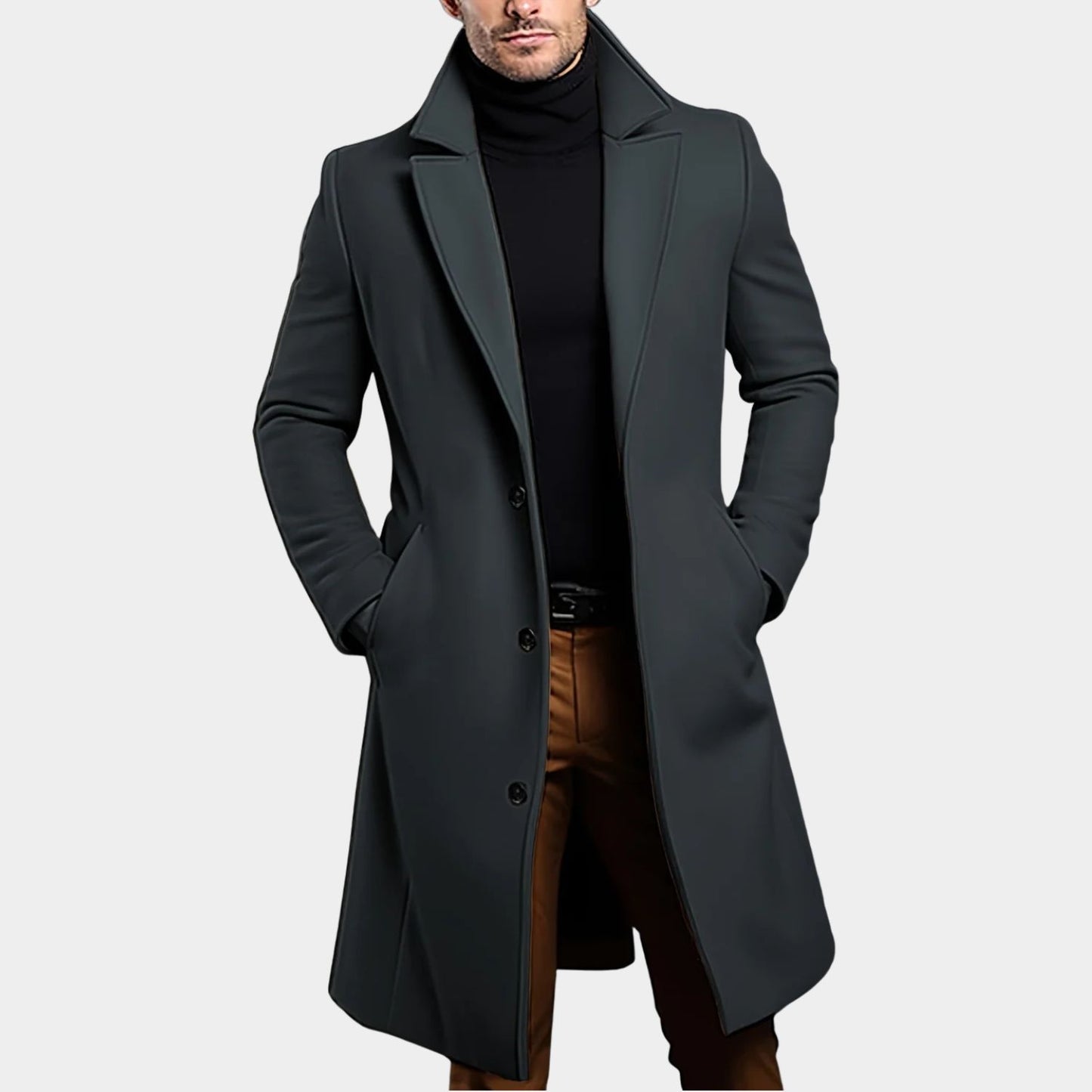 Notched Lapel Button Over Coat | Revangiol