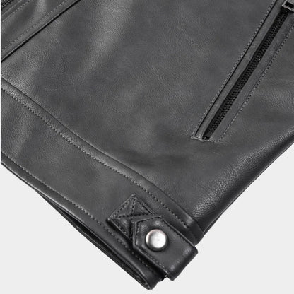 Quilted Stand-Collar Leather Jacket | Revangiol