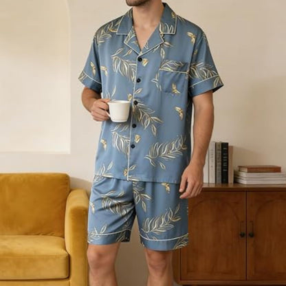 Floral Leaf Button Pajama Set | Revangiol
