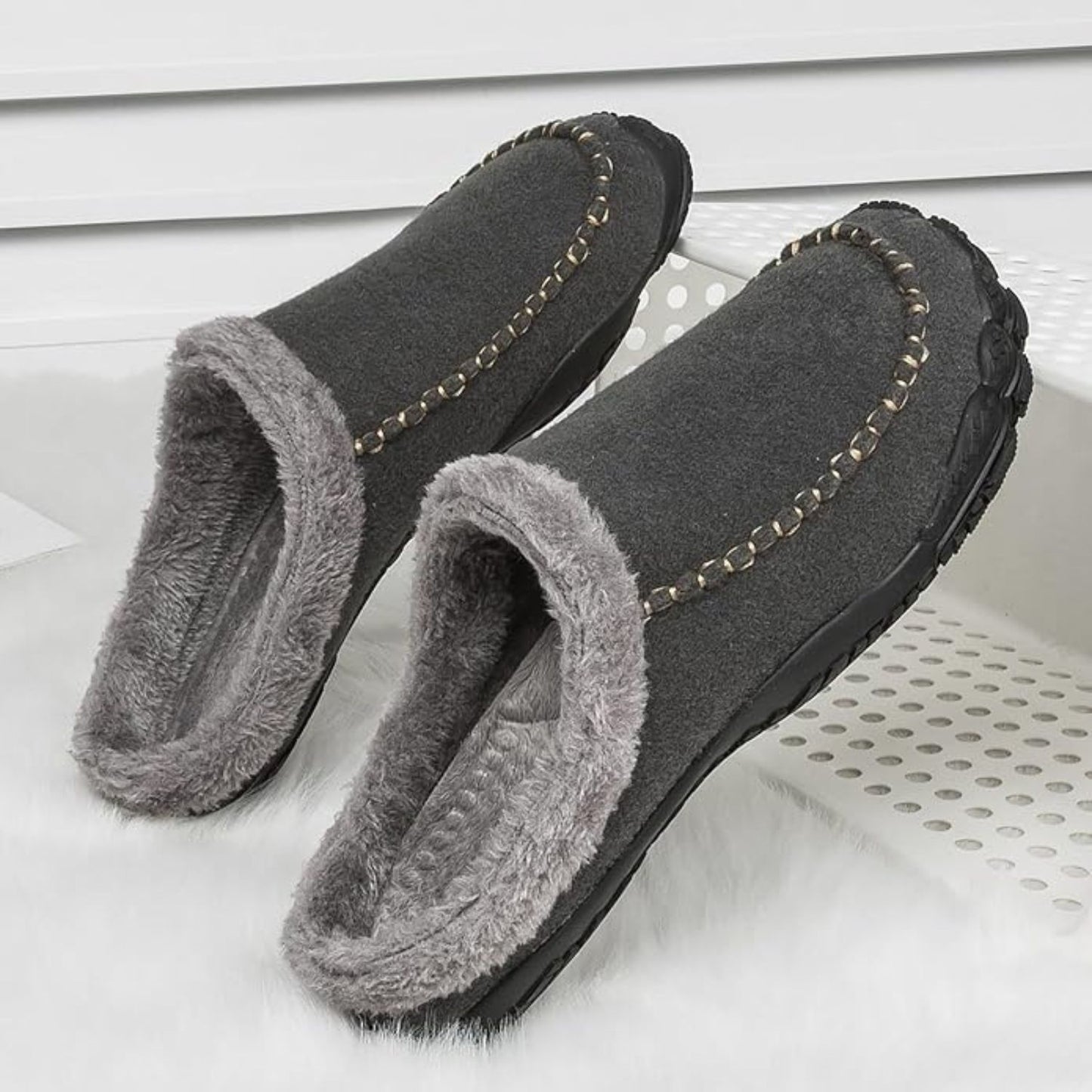 Fleece Lined Moccasin Slippers | Revangiol