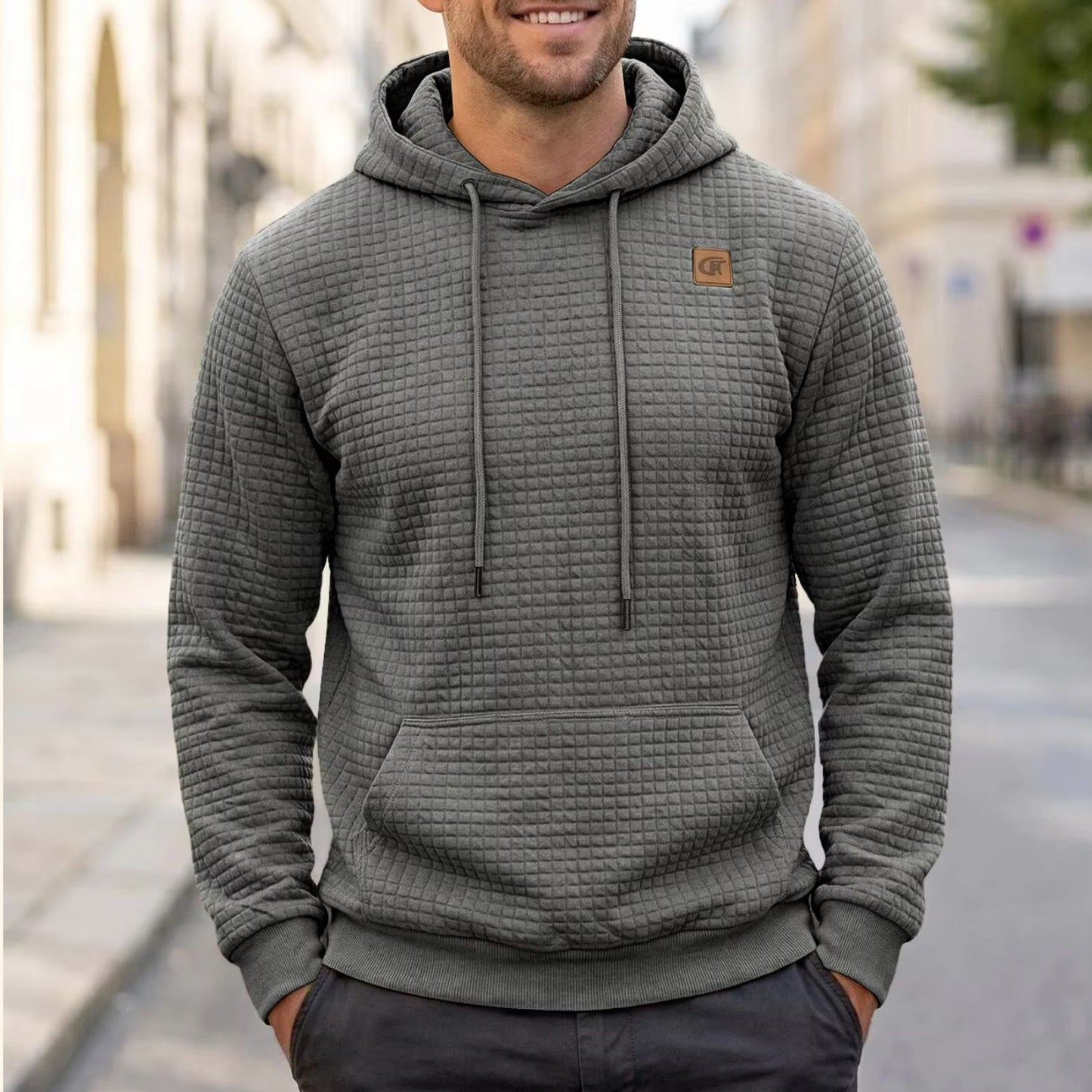 Textured Jacquard Pullover Hoodie | Revangiol