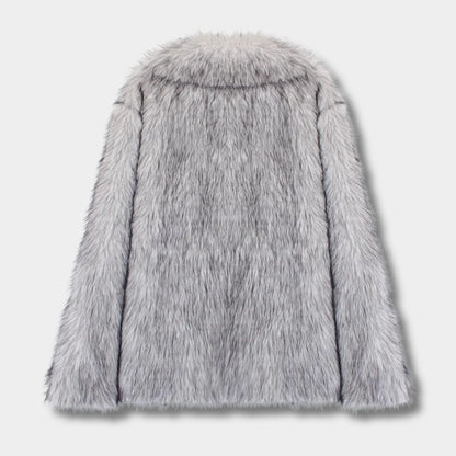 Wide-Lapel Faux Fur Jacket | Revangiol