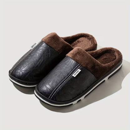 Faux Leather Warm Home Slippers | Revangiol