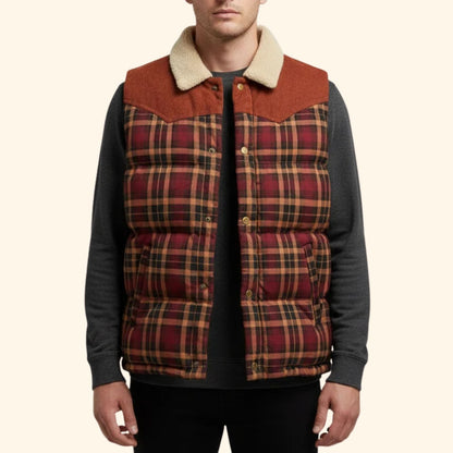 Checked Sherpa Puffer Vest | Revangiol