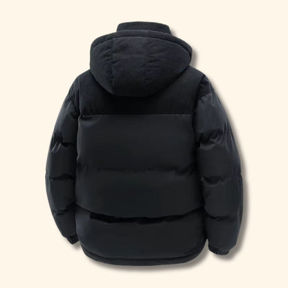 Corduroy Hooded Puffer Jacket | Revangiol