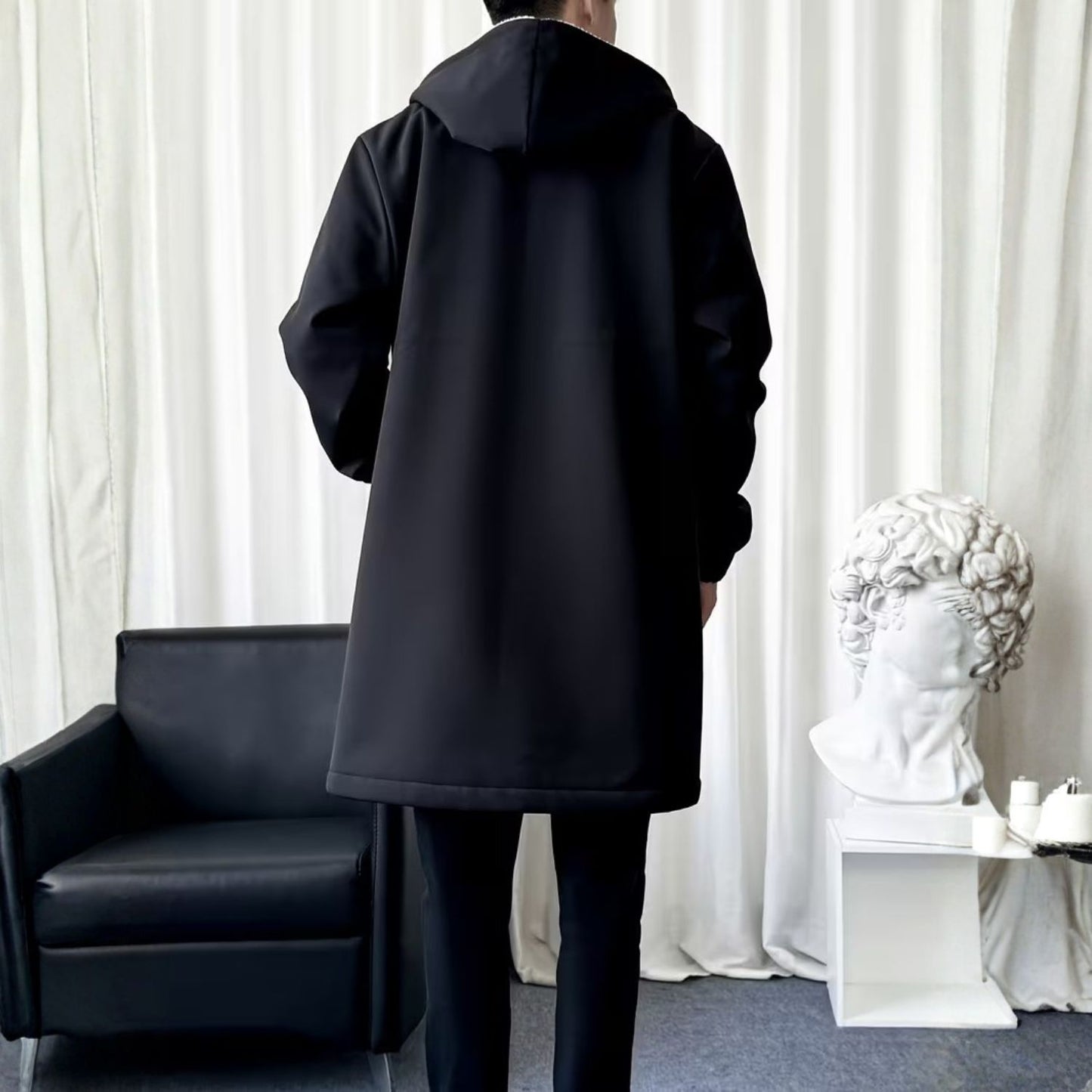 Fleece Hooded Trench Over Coat | Revangiol