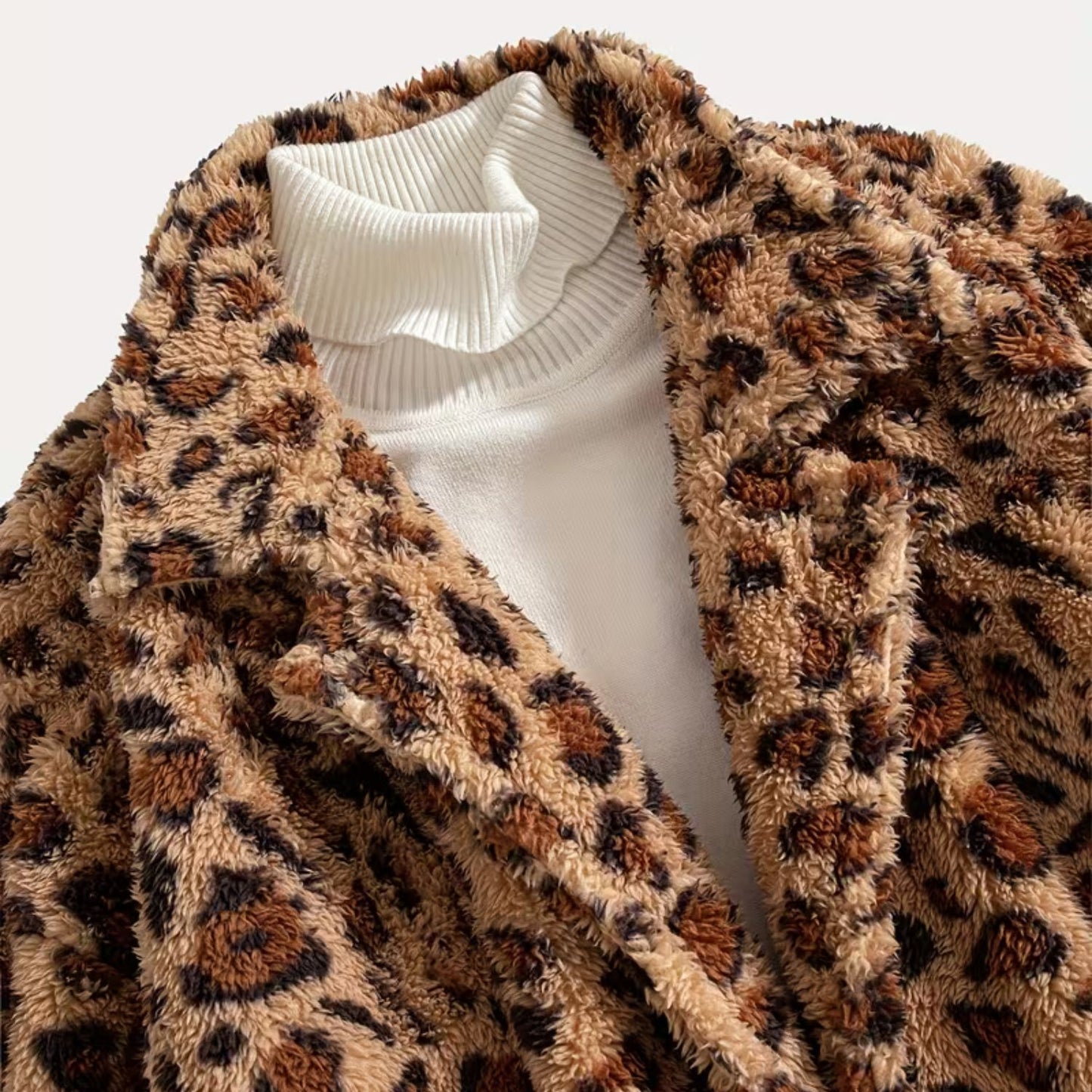 Leopard Pattern Plush Fur Coat | Revangiol