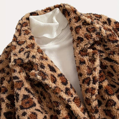 Leopard Pattern Plush Fur Coat | Revangiol