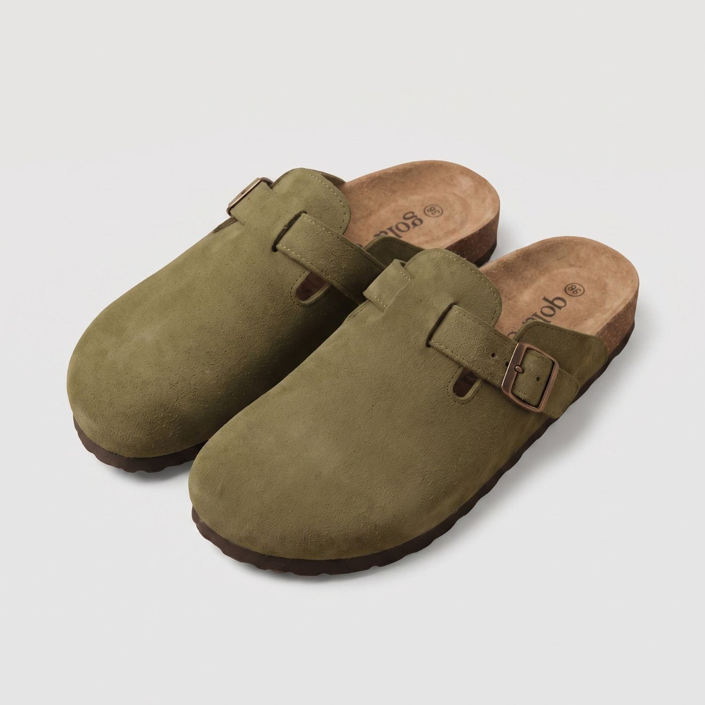 Genuine Suede Buckle Clogs | Revangiol