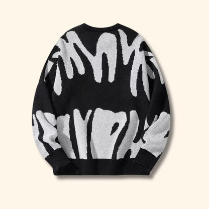 Abstract Knit Crew Neck Sweater | Revangiol