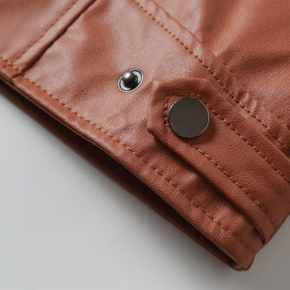 Heritage Stand Collar Leather Jacket | Revangiol