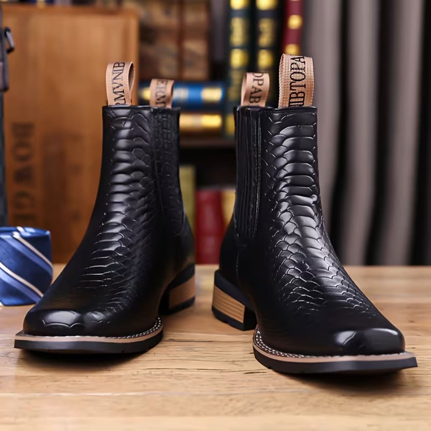 Croc Embossed Dress Boots | Revangiol