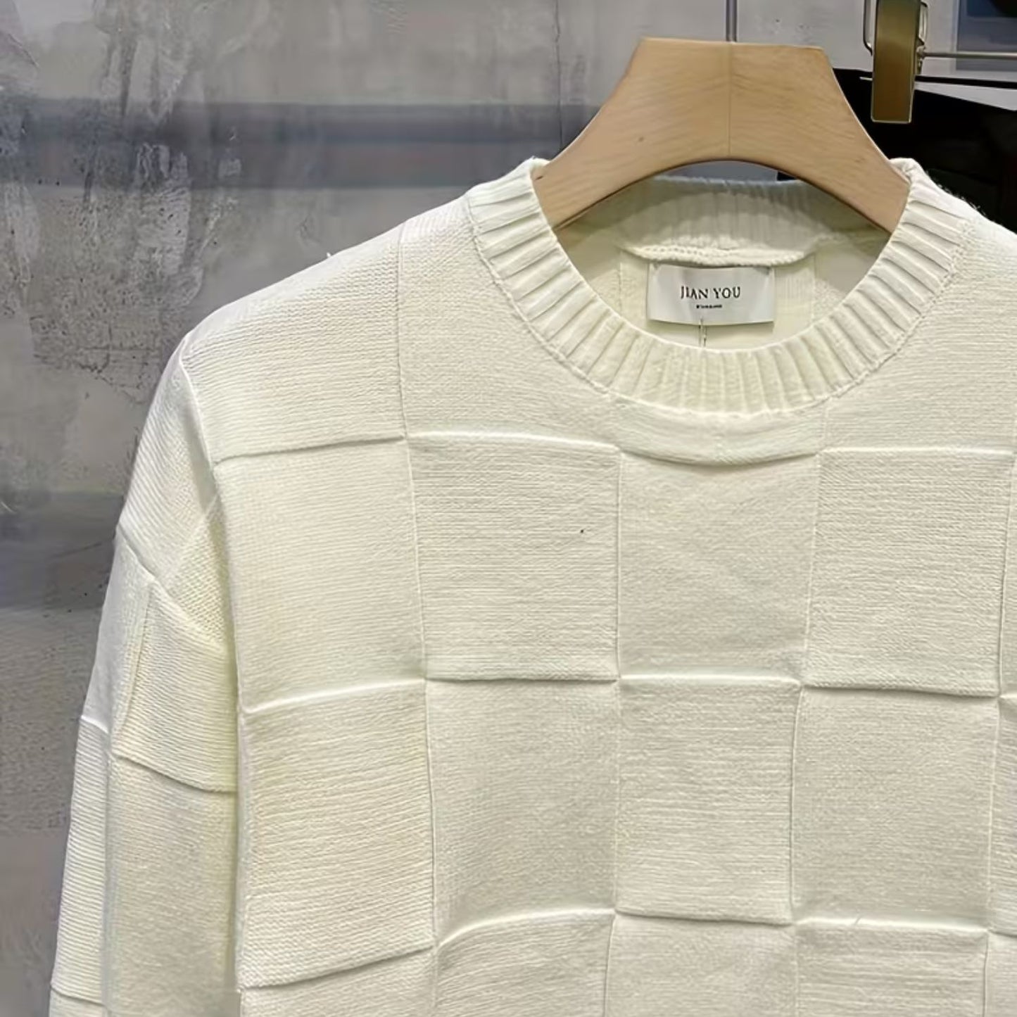 Textured Knit Crew Neck Sweater | Revangiol