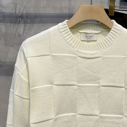 Textured Knit Crew Neck Sweater | Revangiol