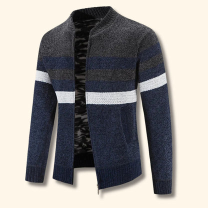 Striped Zip Knit Cardigan | Revangiol