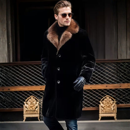 Plush Lapel Fur Coat | Revangiol