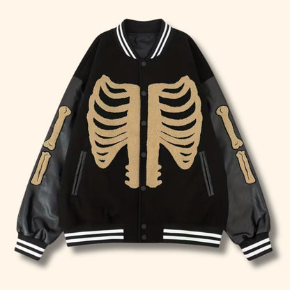 Skeleton Varsity Bomber Jacket | Revangiol