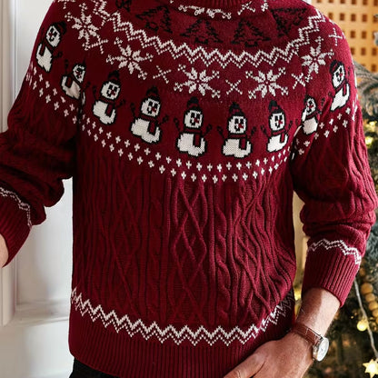 Snowman Cable Knit Christmas Sweater | Revangiol