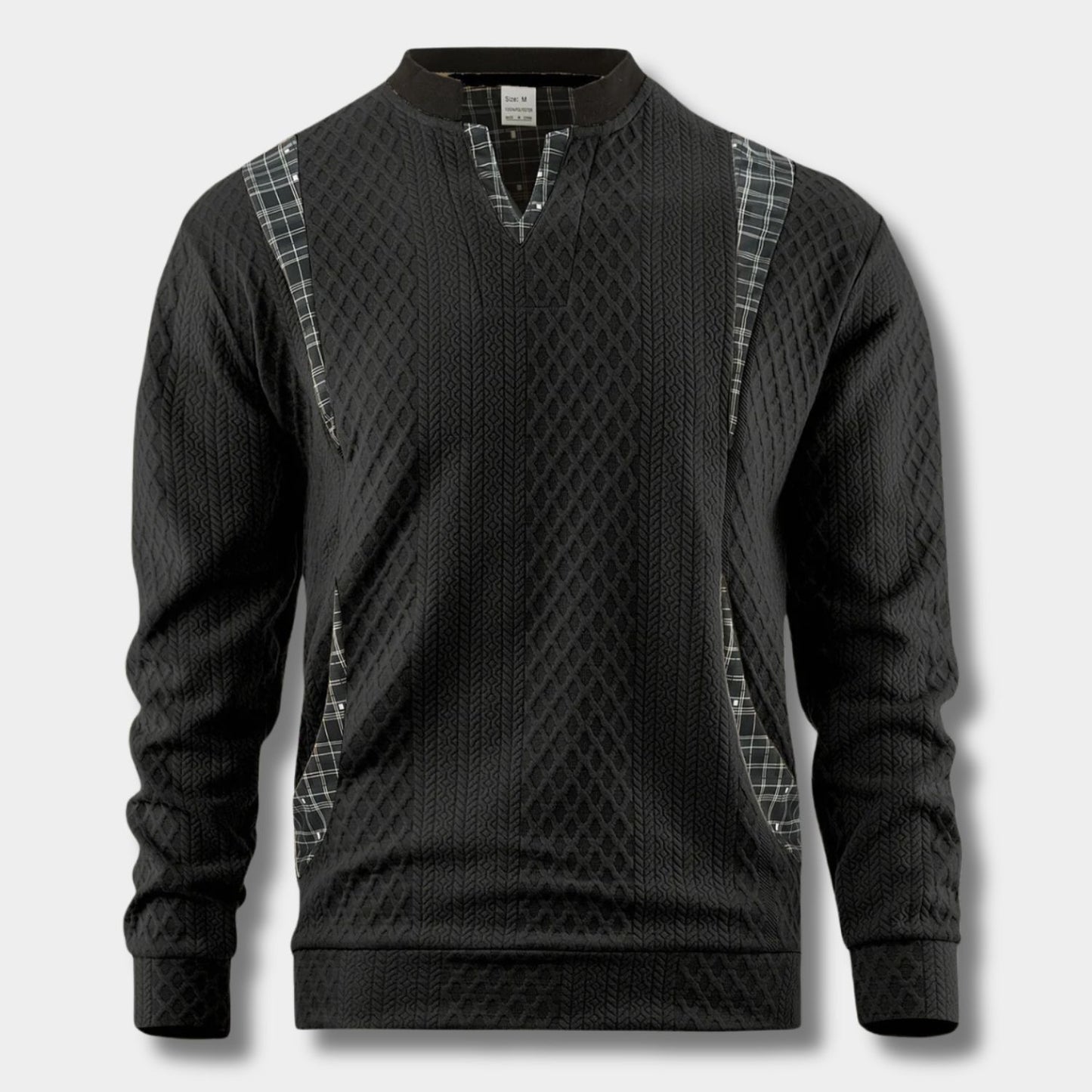 Checkered Panel Knit Sweater | Revangiol